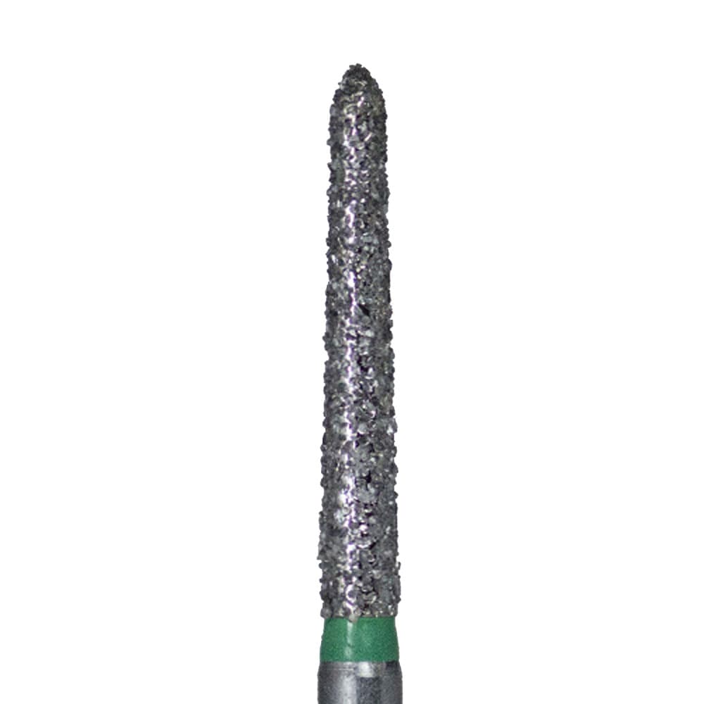 NeoDiamond FG Diamond Bur, Coarse Grit, Pointed Taper, #879 (1714.10C), 1.4 mm Diameter, 10.0 mm Length, 25/Pkg, Green Ring thumbnail 5