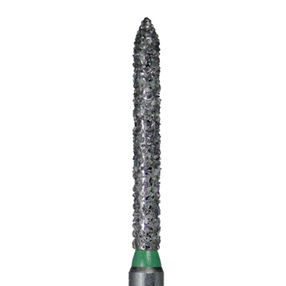 NeoDiamond® Disposable Diamond Bur, FG, Coarse Grit, Beveled Cylinder, #886 (1812.10C), 1.2 mm Diameter, 10.0 mm Length, Green Ring, 25/Pkg thumbnail 6