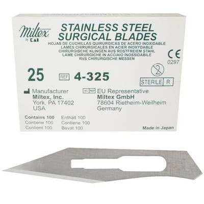 Miltex #25 Stainless Steel Sterile Surgical Blades, Individually Wrapped, 100/Box, 4-325 thumbnail 13