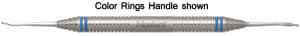 Nordent Fedi #1 Double End Periodontal Chisel, Opposing Blades 2.0mm Wide, Semi-Circular Cutting Edges, Stainless Steel DuraLite ColorRings Handle thumbnail 2