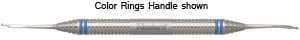 Nordent Fedi #2 Double-End Periodontal Chisel, Opposing Blades 2.0mm Wide, Semi-Circular Cutting Edges at 15° Angle, Stainless Steel DuraLite ColorRings Handle thumbnail 3