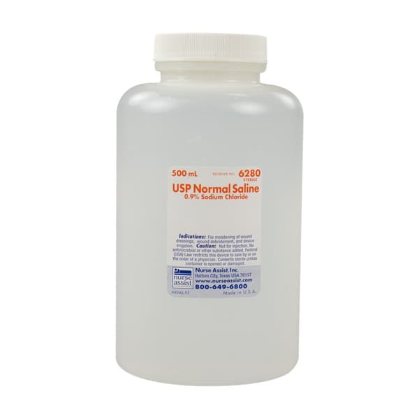 Nurse Assist Irrigation Sodium Chloride Saline 0.9%, 500 ml Bottle - Nurse Assist Irrigation Sodium Chloride Saline 0.9% - 500 ml Bottle - Image 1