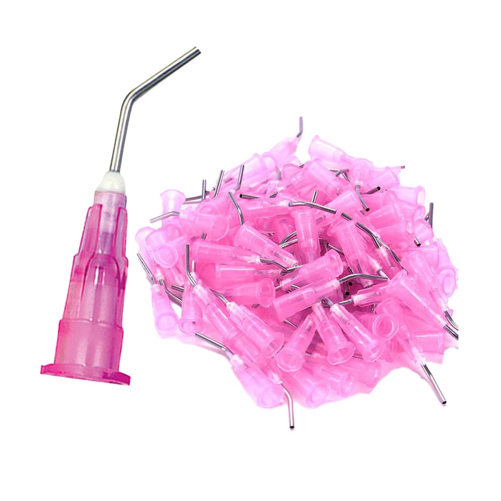 ODS Pre-Bent Needle Tips, 18 Gauge, Pink, Disposable Blunt-End, Bag of 100 - ODS Pre-Bent Needle Tips - 18 Gauge Pink - Bag of 100 Tips - Image 1