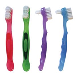Oraline Denture Brush, Dual Head, Assorted Colors, 120/Case - ORALINE DENTURE BRUSH OraLine - Image 1