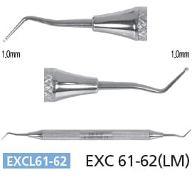 Osung EXC 61-62L Dental Excavator, Silicone Handle, Spade Tips 1.0mm/1.0mm - Osung EXC 61-62L excavator with a silicone handle, spade tips 1.0mm/1.0mm - Image 1