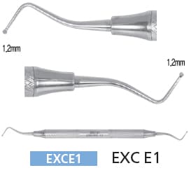 Osung E1 Double-Ended Dental Excavator, Spade Tip 1.2mm/1.2mm, Stainless Steel - Osung E1 dental excavator, double ended spade with tip width 1.2mm/1.2mm - Image 1