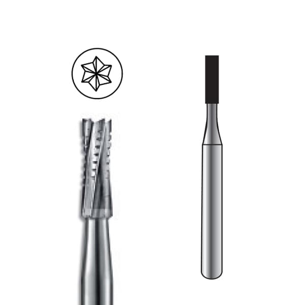 Pac-Dent HP #557 Straight Fissure Crosscut Carbide Bur, Pack of 10 - Pac-Dent HP #557 Straight Fissure Crosscut Carbide Bur, Pack of 10 Burs - Image 1