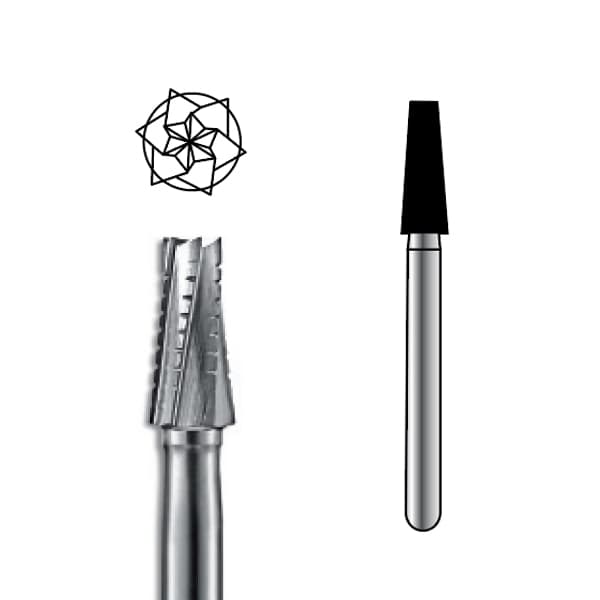 Pac-Dent HP #703L Taper Fissure Crosscut Carbide Bur, Clinic Pack of 100 - Pac-Dent HP #703L Taper Fissure Crosscut Carbide Bur, Clinic Pack of 100 Burs. - Image 1