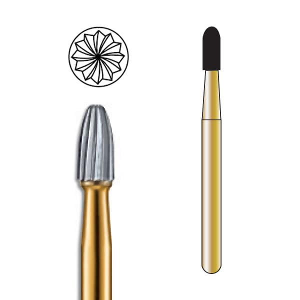 Pac-Dent FG #7404 12 Blade Egg Shaped Trimming and Finishing Carbide Bur, Clinic Pack of 100 Burs - Pac-Dent FG #7404 12 Blade Egg Shaped Trimming and Finishing Carbide Bur, Clinic Pack of 100 Burs. - Image 1