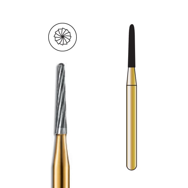Pac-Dent FG #7642 12-Blade Taper Finishing Carbide Bur, Clinic Pack of 100 - Pac-Dent FG #7642 12 Blade Taper Finishing Trimming and Finishing Carbide Bur, Clinic Pack of 100 Burs. - Image 1