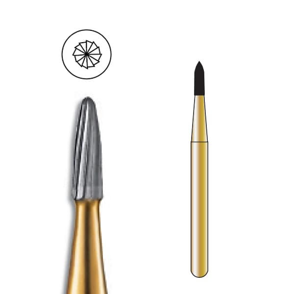 Pac-Dent FG #7802 12-Blade Bullet-Shaped Trimming and Finishing Carbide Bur, Clinic Pack of 100 - Pac-Dent FG #7802 12 Blade Bullet Shaped Trimming and Finishing Carbide Bur, Clinic Pack of 100 Burs. - Image 1