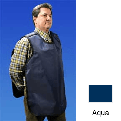 Palmero Cling Shield Adult Dual X-Ray Apron, Aqua Nylon with Black Binding, 22.5" x 26.5", 0.3mm Lead-Lined, No Collar thumbnail 2