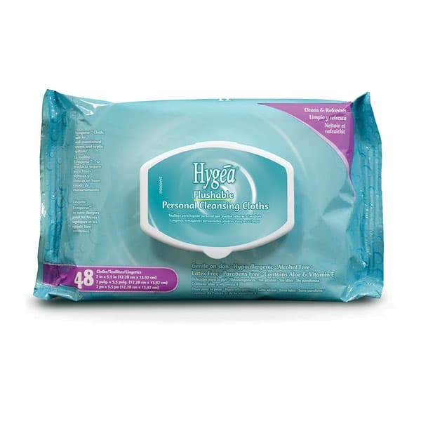 PDI Hygea Flushable Personal Cleansing Cloths, Aloe & Vitamin E, Light Fresh Scent, 5.3" x 6.8", 48/Pk, A500F48 thumbnail 6