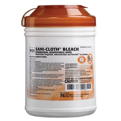Sani-Cloth Bleach Germicidal Disposable Wipes, Large 6" x 10.5", 75/Canister, P54072 thumbnail 5