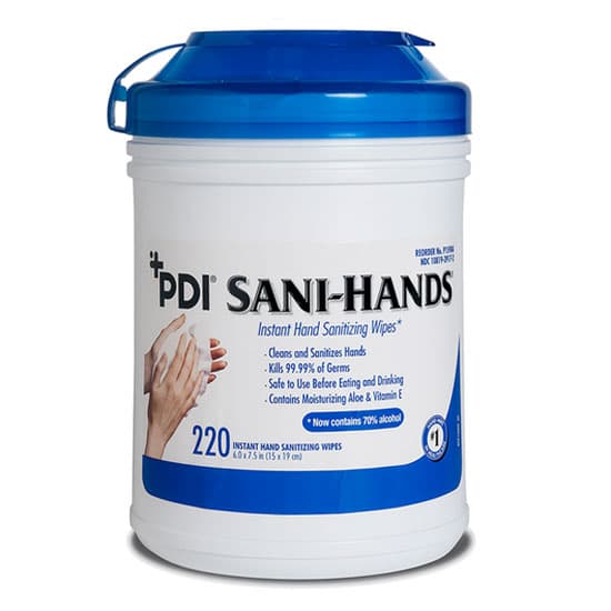 PDI Sani-Hands Instant Hand Sanitizing Wipes, 6" x 7.5", 220 Wipes/Canister, P15984 thumbnail 3
