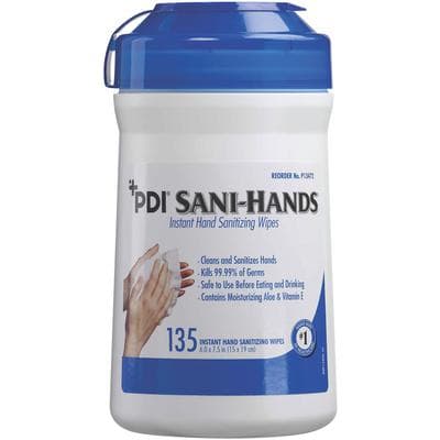 PDI Sani-Hands Instant Hand Sanitizing Wipes, 6" x 7.5", 135/Canister, P13472 thumbnail 8