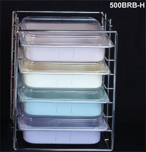 Plasdent Chrome Tub & Lid Rack, Long Side Loading, 15"W x 10-3/8"D x 18-3/4"H, 4 Tub Capacity, 500BRB-H thumbnail 4