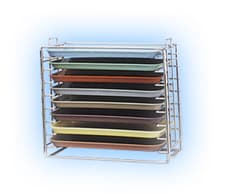 Plasdent Metal Tray Rack, Chrome, Size E, Stackable, Long Side Loading, Holds 8 Trays, 16-1/4" x 9-3/4" x 14-1/8" thumbnail 2