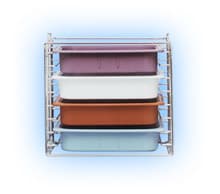 Plasdent Chrome Tub Rack, Long Side Loading, 15" W x 9-3/4" D x 14-1/8" H, Holds 4 Tubs thumbnail 4
