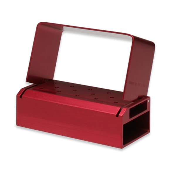 Premier Lab Bur Block, 14-Hole, Red, Anodized Aluminum, Autoclavable, #9051030 thumbnail 6