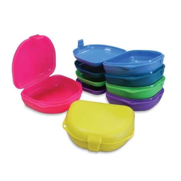Primo Retainer Boxes, Assorted Colors, Plastic with Hinged Lid, 12/Pk - Primo Retainer Boxes Assorted Colors, 12/Pk. Plastic with Hinged Lid - Image 1
