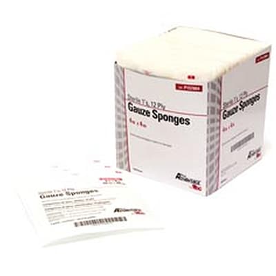 ProAdvantage 4" x 4" 12-Ply Sterile Gauze Sponges, 100% Premium Cotton, Sterile Singles, 100/Box, 12 Boxes/Case (1200 Total) thumbnail 2
