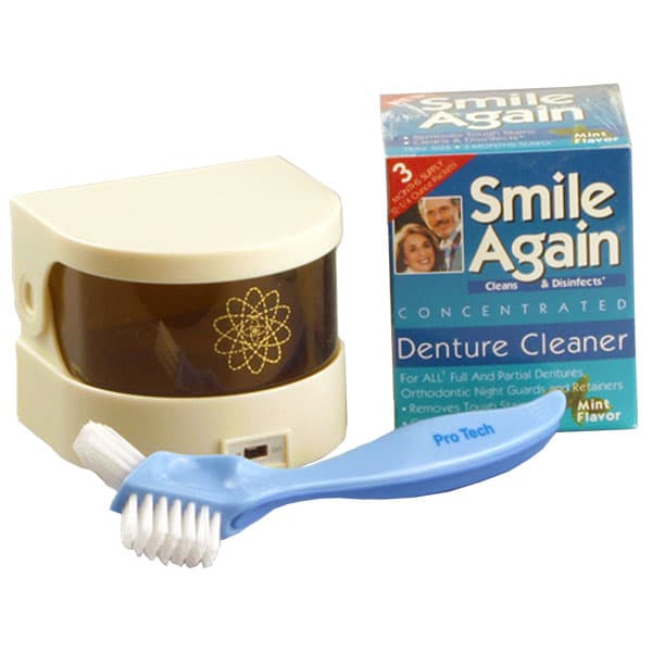 Smile Again Removable Appliance Home Care Kit - 1 Sonic Denture Bath, 1 Ranir Brush, 1 Trial Size Cleaner, Patient Guide - Smile Again Removable Appliance Home Care Kit - Image 1