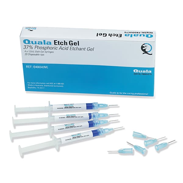Quala Etch Gel 37% Phosphoric Acid Syringe Kit, 4 x 2.0 mL Syringes with 20 Disposable Tips, Blue Gel thumbnail 3