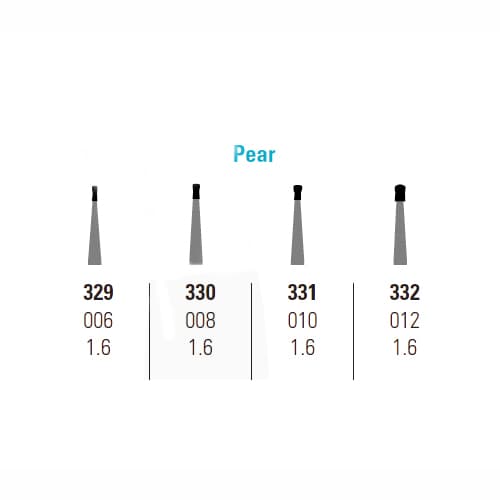 Quala FG #331 Pear Shaped Carbide Bur, Friction Grip, Pack of 10, Q2060074 thumbnail 2