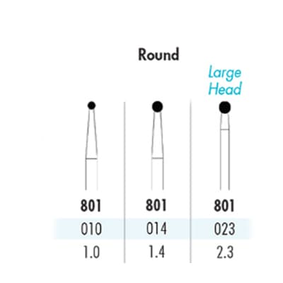 Quala Single-Use Diamond Bur, FG #801-010, Round, Coarse Grit, 10/Pkg thumbnail 2