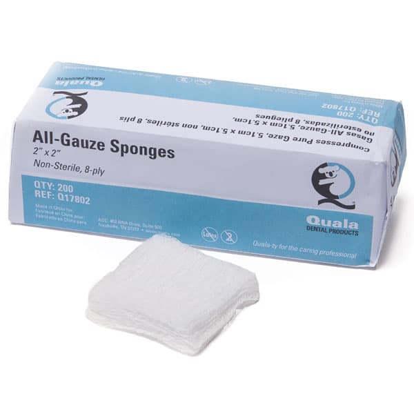 Quala 2" x 2" 8-Ply All Gauze Sponges, Non-Sterile, 5000/Case - Quala 2" x 2" 8-ply All Gauze sponges 5000/case. Non-sterile - Image 1