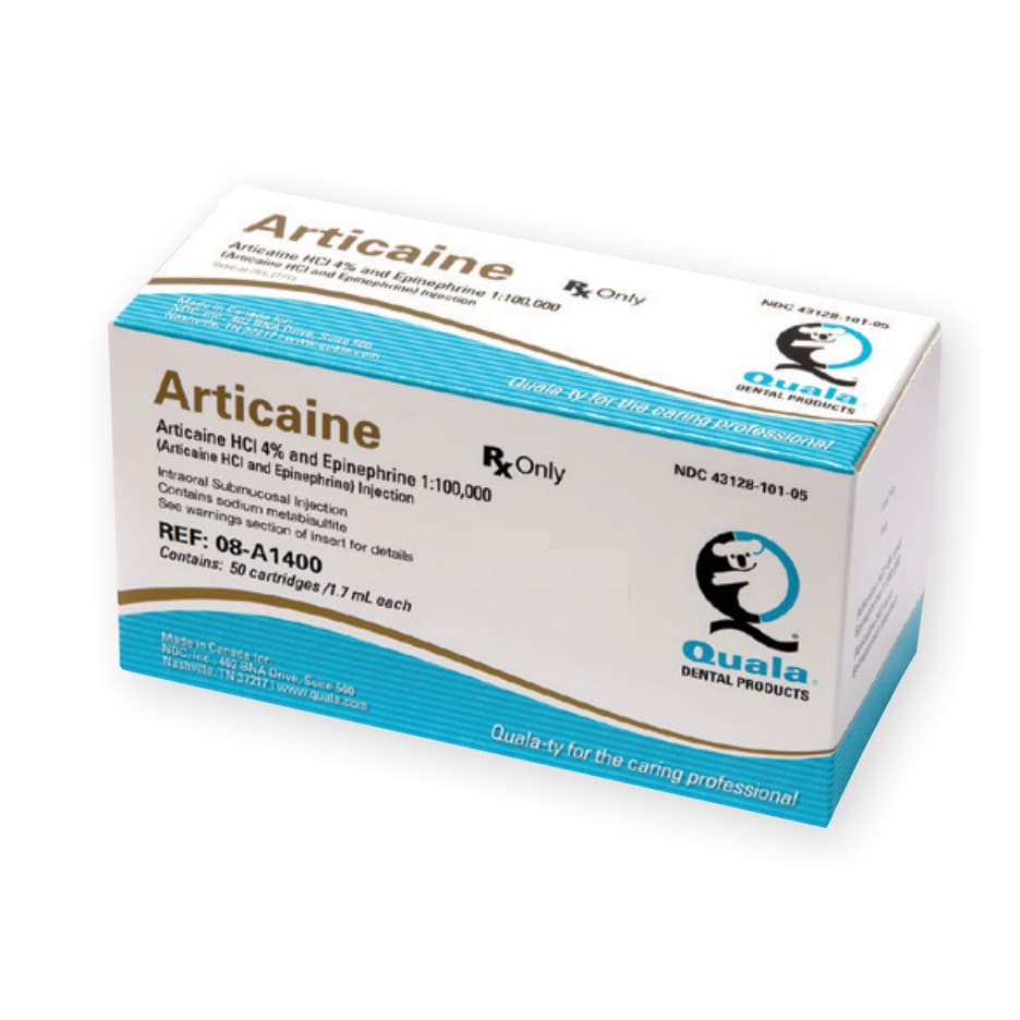 Quala Articaine HCl 4% with Epinephrine 1:100,000 Injection Cartridges, 1.7 mL, 50/Pk, 08-A1400 thumbnail 2