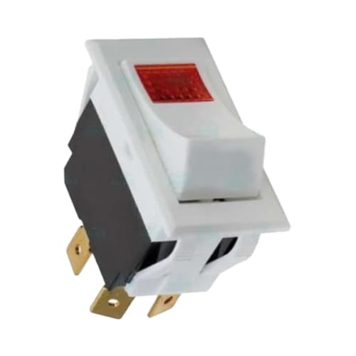 RPI Power Switch for Gendex GX-770, 15A @ 125VAC, DPST, Panel Mount, White with Illuminated Amber Lens, OEM Part #632-0031P1 thumbnail 2