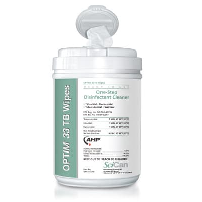 OPTIM 33TB Disinfectant Cleaner Wipes, 6"x7", 160/Can - OPTIM 33TB Disinfectant Cleaner Wipes 6"x7" 160/Can - Image 1