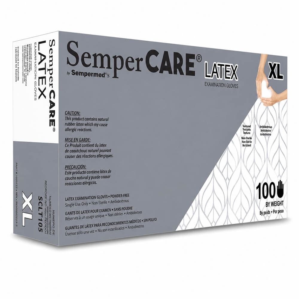 SemperCare Latex Exam Gloves, Powder Free, Textured, Non-Sterile, X-Large, Natural, 100/Box thumbnail 10