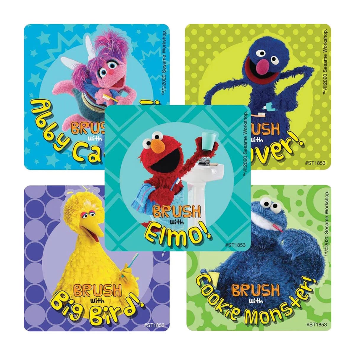 SmileMakers 2.5" Sesame Street Dental Stickers, Latex Free, Assorted Designs, 100/Pk - SmileMakers 2.5" Sesame Street Dental Stickers, Latex Free, Asst Designs, 100/Pk - Image 1