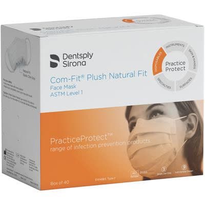 Com-Fit Plush Natural Fit Mask, ASTM Level 1, Ear-Loop, White, 40/Box thumbnail 2
