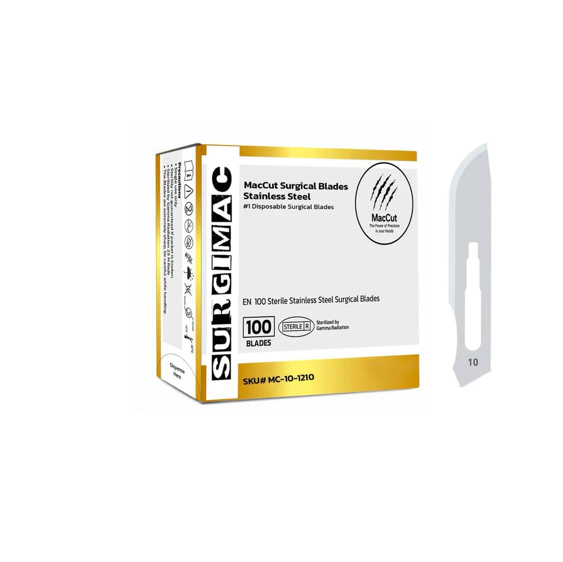 MacCut #10 Sterile Stainless Steel Surgical Scalpel Blade, 100/Box - MacCut #10 Sterile Stainless Steel Surgical Scalpel Blade, 100/Box - Image 1