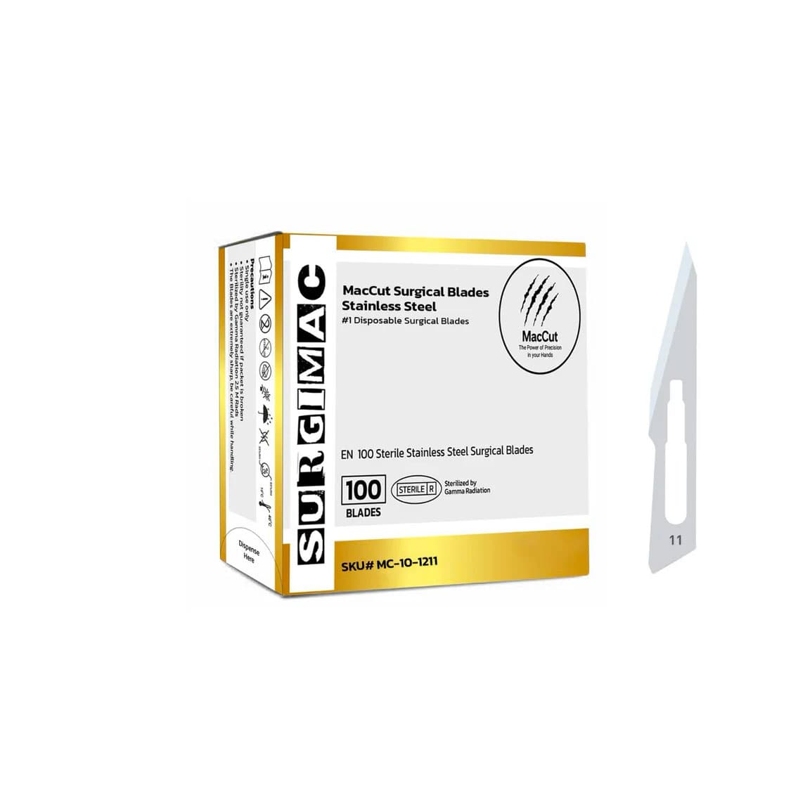 MacCut #11 Sterile Stainless Steel Surgical Scalpel Blade, 100/Box - MacCut #11 Sterile Stainless Steel Surgical Scalpel Blade, 100/Box - Image 1