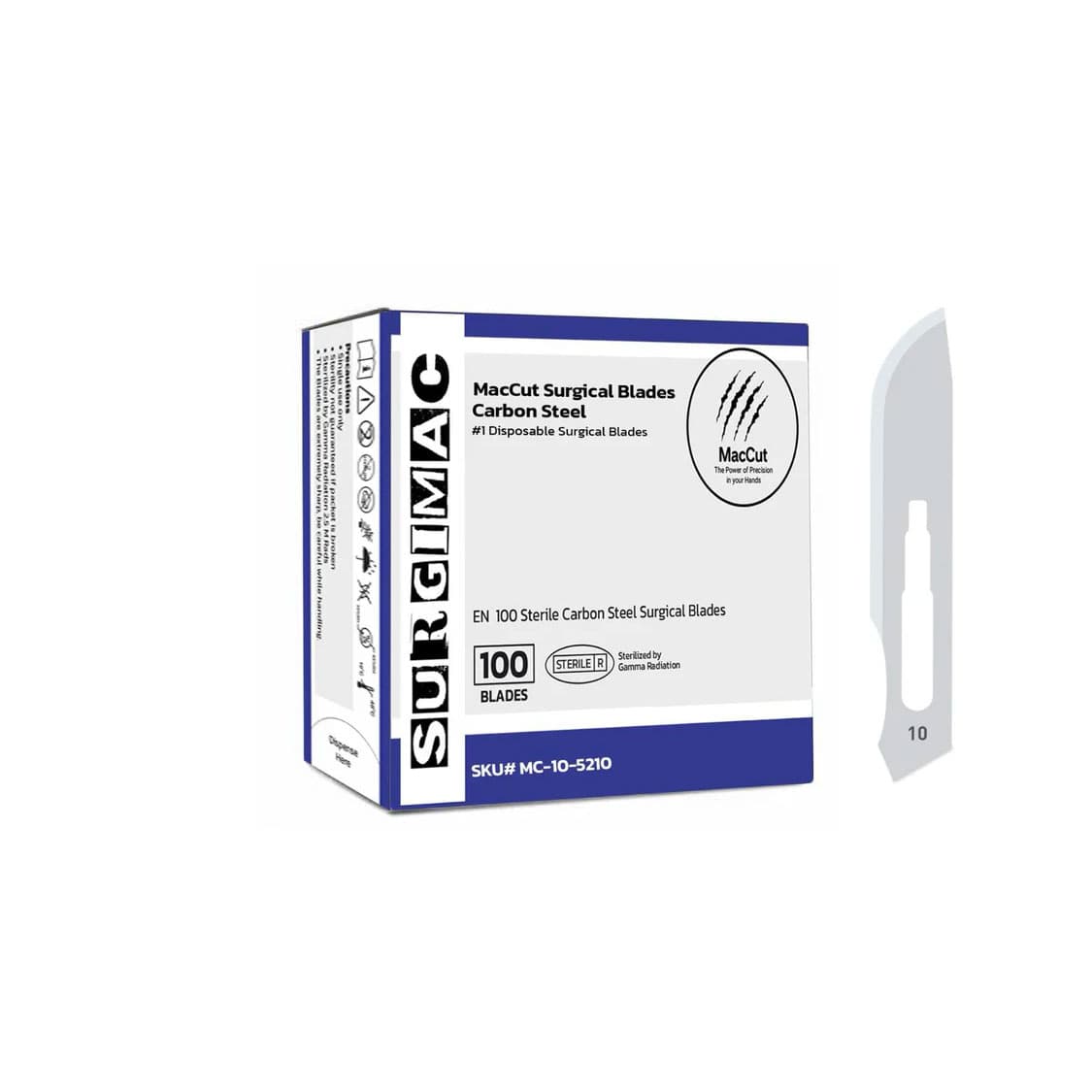 MacCut #10 Sterile Carbon Steel Surgical Scalpel Blade, 100/Box - MacCut #10 Sterile Carbon Steel Surgical Scalpel Blade, 100/Box - Image 1