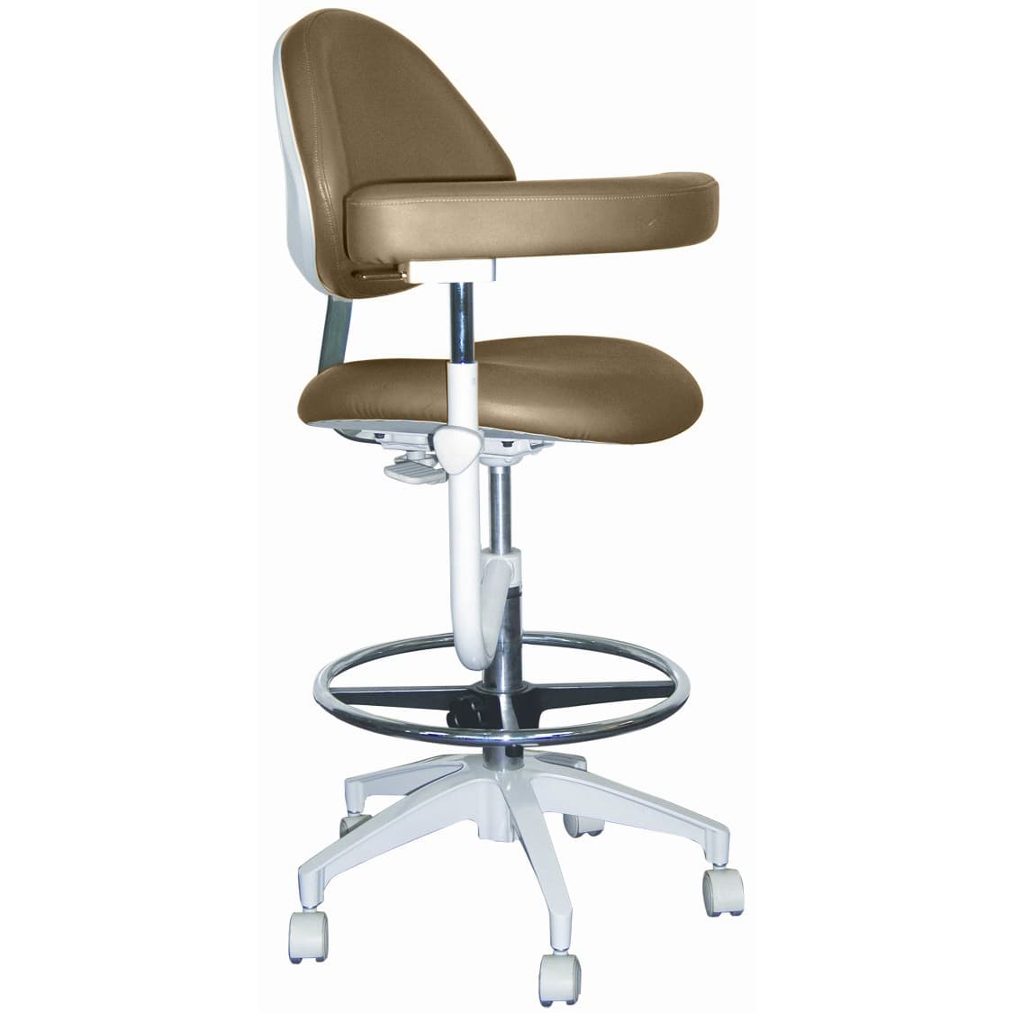 Mirage Assistant's Stool, Taupe, with Abdominal Support, Vertical Adjustment 0-3.5", Seat Height 22-29", 5-Leg Base, TPC - Mirage Assistant's Stool - Taupe Color. Featuring Abdominal Support, Vertical - Image 1