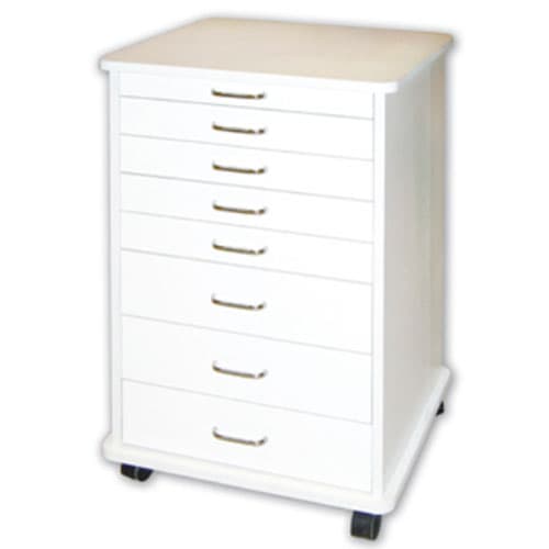 TPC Doctor's Mobile Cabinet, White, 21.5"W x 19"D x 32"H, 7 Drawers thumbnail 2