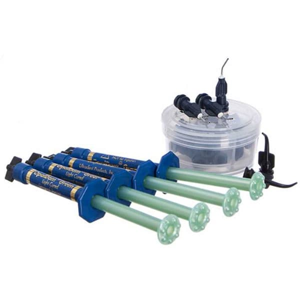Ultradent OpalDam Green Kit, Light-Cured Resin Barrier, 4 x 1.2 ml Syringes with 10 Micro 20ga Tips and 10 Black Mini Tips, Ref 1824 thumbnail 2