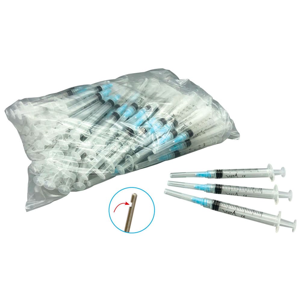 Vista-Probe Pre-Tipped Syringe, 3cc Luer Lock, 23 Gauge (Blue) Irrigating Tip, 100/Box, #316233 thumbnail 6