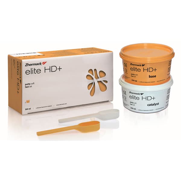 Zhermack Elite HD+ Putty Soft Addition Silicone Impression Material, Fast Set, Yellow, 250 mL Base + 250 mL Catalyst, 2/Pk, C203010 thumbnail 8
