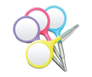 Zirc Crystal HD® Resin Mouth Mirror Double Sided Heads, #4 (22mm), Cone Socket, Assorted Neon, Pack of 4, 50Z374NEON thumbnail 11