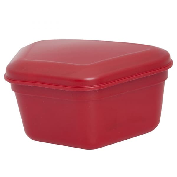 Zirc Red Plastic Denture Box with Hinged Lid, 4-3/8" x 3-3/8" x 2", Pack of 12 thumbnail 2