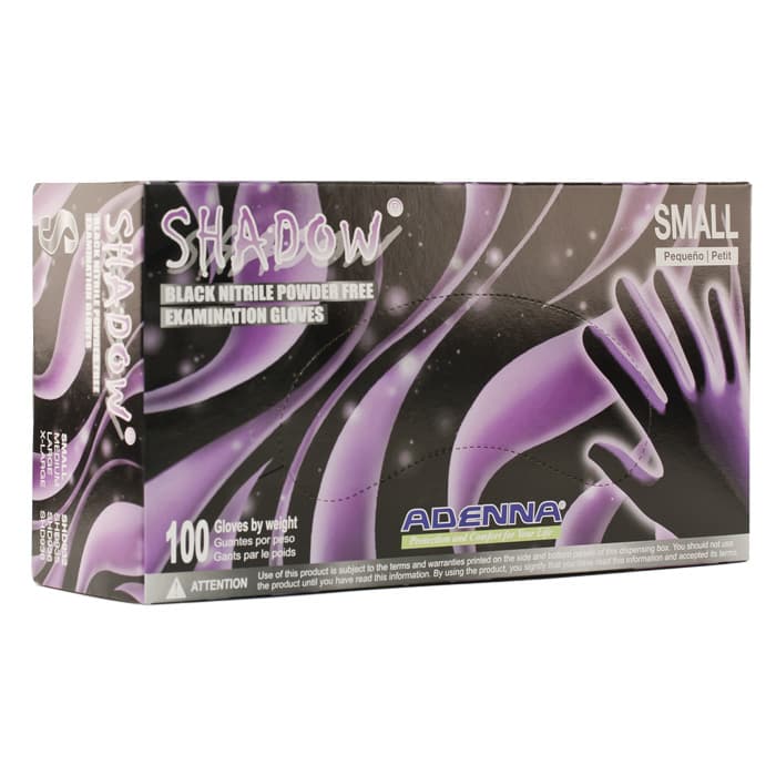 Adenna Shadow Black Nitrile Examination Gloves, Powder-Free, Non-Sterile, Large, Fully Textured, 100/Box - Shadow Black Nitrile Powder-Free - Large - Image 1