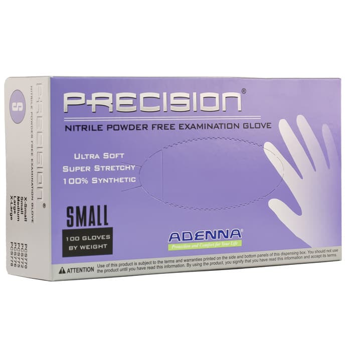 Adenna Precision Nitrile Powder-Free Examination Gloves, Medium, Textured Fingertips, Violet-Blue, 100/Box - Precision Nitrile Powder-Free - Medium - Image 1