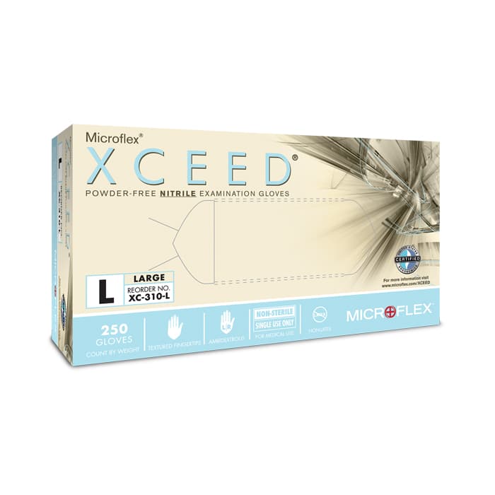 XCEED® Nitrile Examination Gloves, Powder Free, Latex Free, Non-Sterile, Large, Blue, Textured Fingertips, 250/Box, XC-310-L thumbnail 22